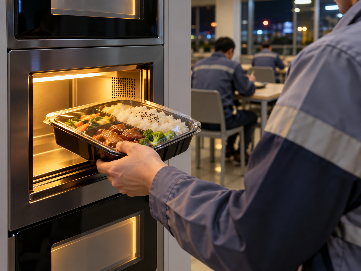 夜班員工取得加熱便當的供餐情境